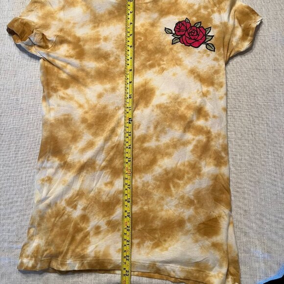 AEROPOSTALE Baby Tee Rose Duo Tie-Dye Graphic  Cotton Blend  T-Shirt - Picture 2 of 7